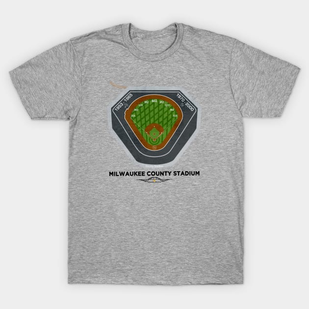 Milwaukee County Stadium • Milwaukee, WI T-Shirt by The MKE Rhine Maiden